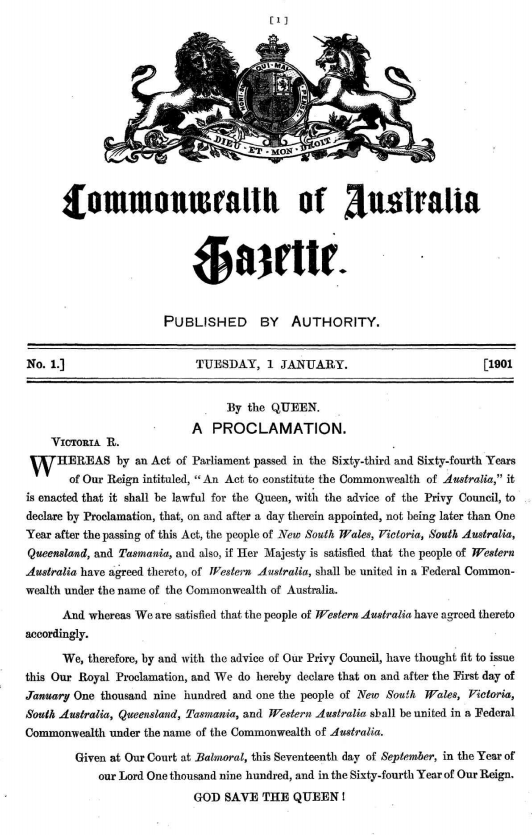 Proclamation of the Commonwealth of Australia