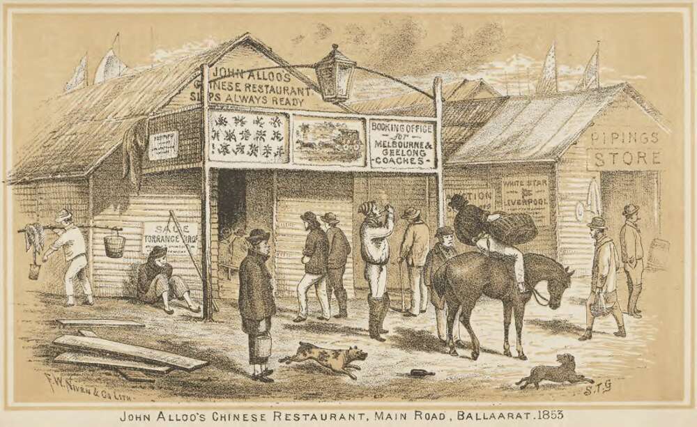 John Alloo's Chinese restaurant, Main Road, Ballaarat, 1853