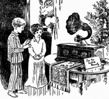 Illustration of children with gramophone