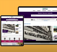 Photograph of Trove website displayed on various devices