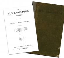 The cover and title page of O le tusi fa‘alupega o Samoa, held by the National Library of Australia